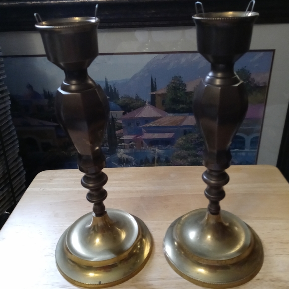 🎋🏰 2 VINTAGE HOSLEY SOLID BRASS 🏘🥀🚜🎣🚂🌉 - Picture 7 of 11